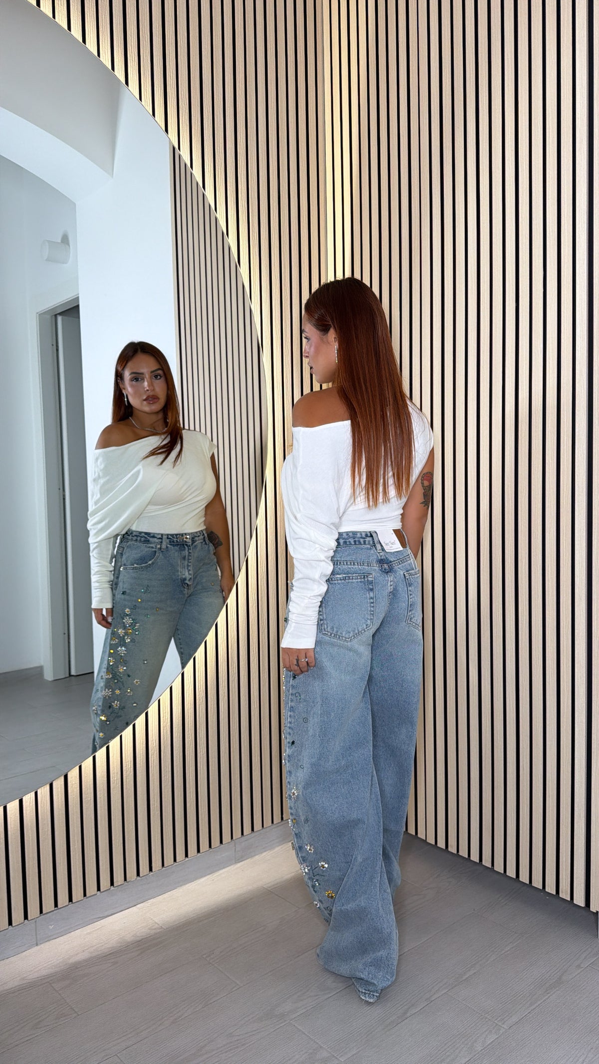denim flower shine