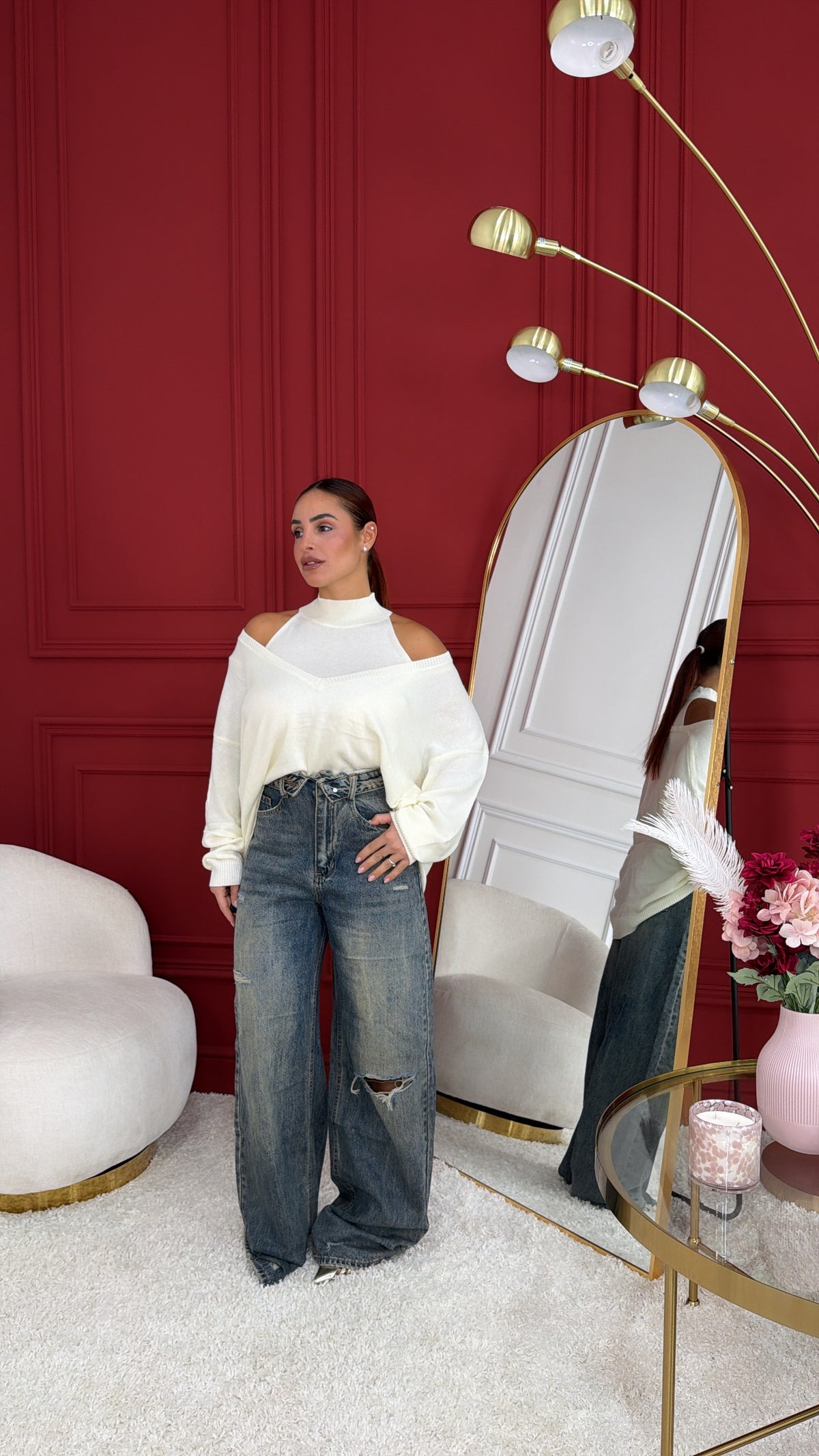 denim risvolto strappo