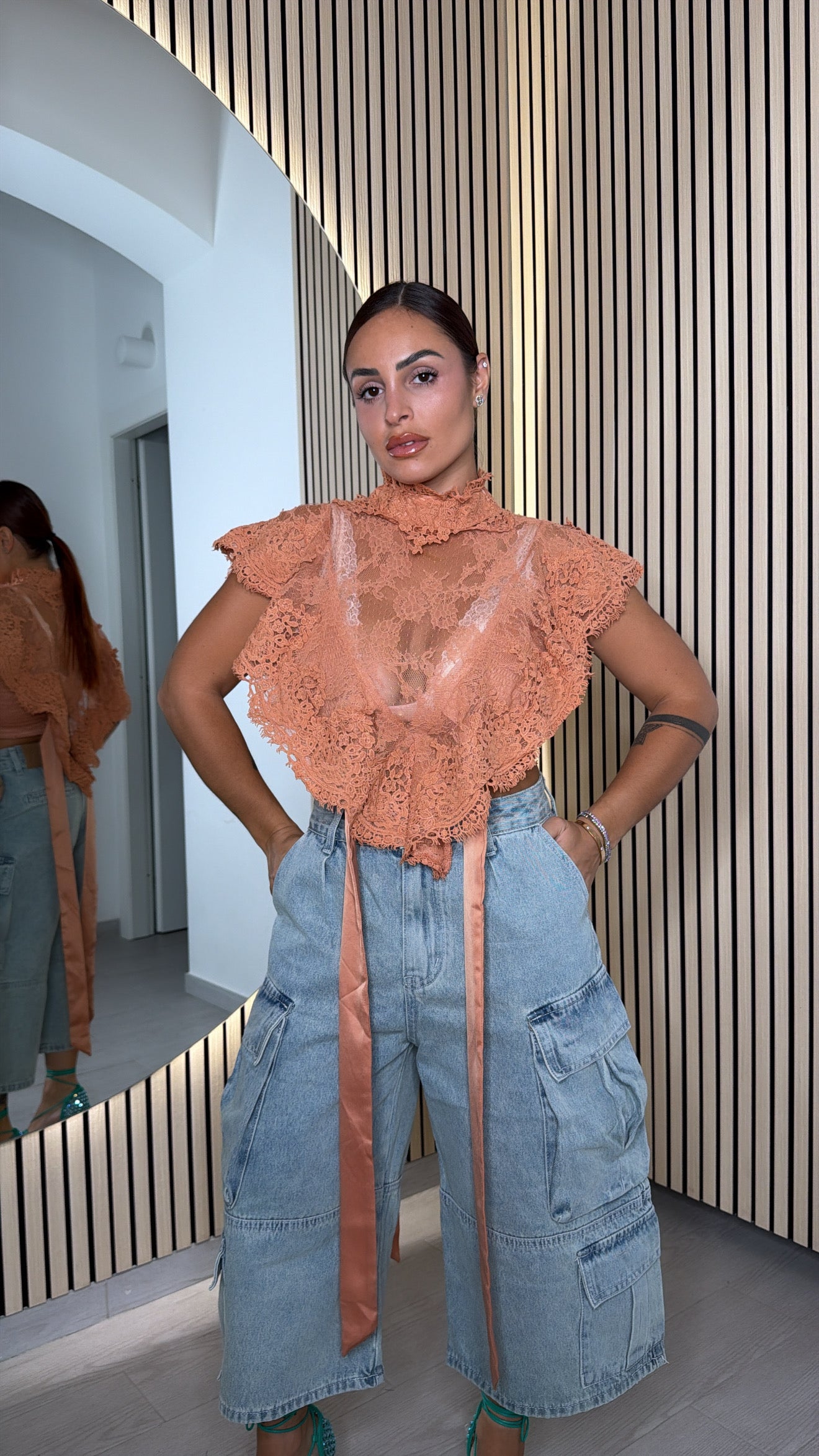 Camicia pizzo Crop