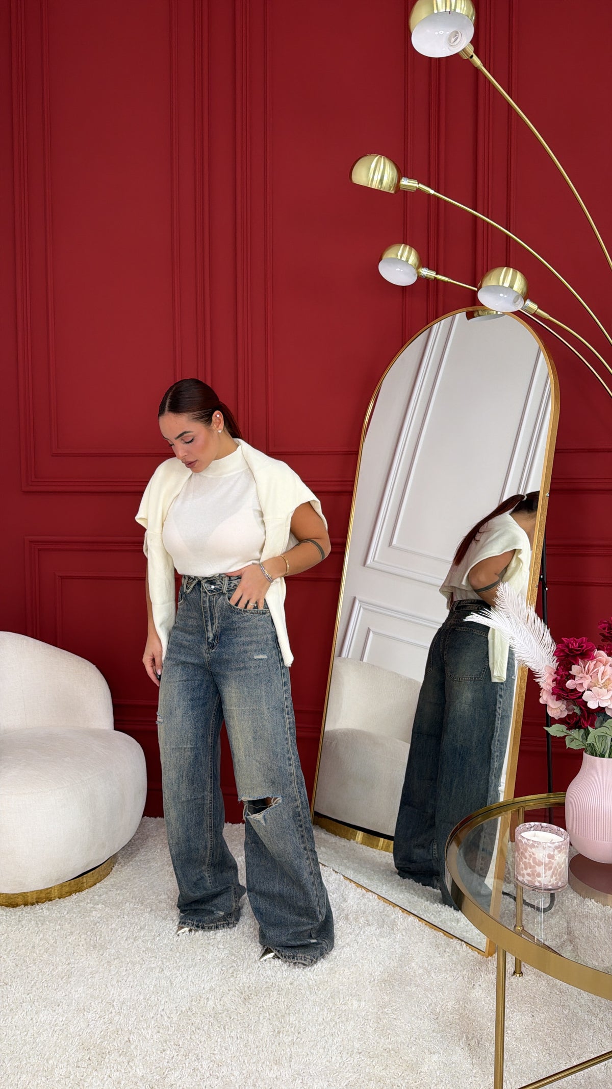 denim risvolto strappo