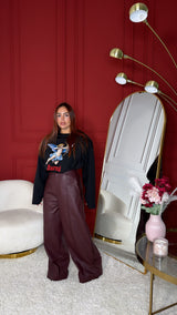 pantalone ecopelle wine