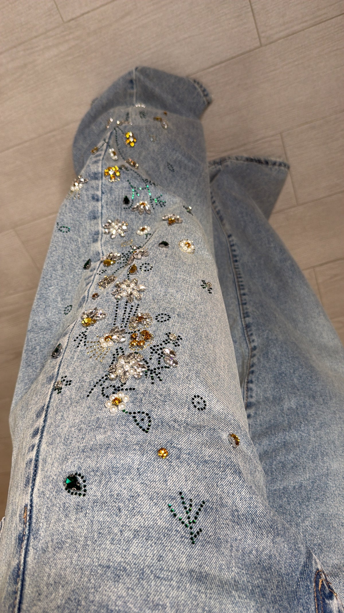 denim flower shine
