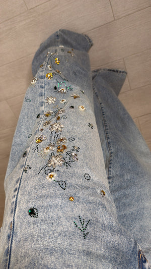 denim flower shine