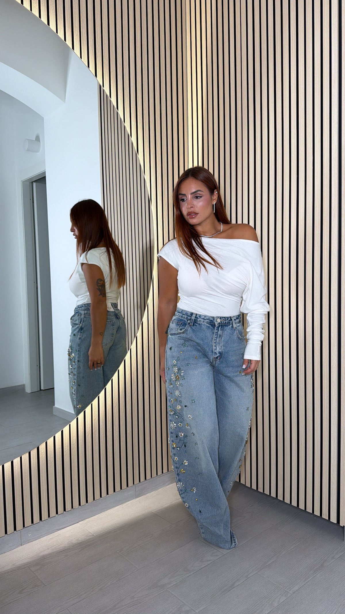 denim flower shine
